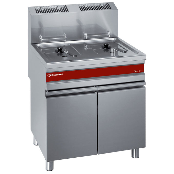 Friteuse gaz 2x 15 litres sur armoire - Diamond