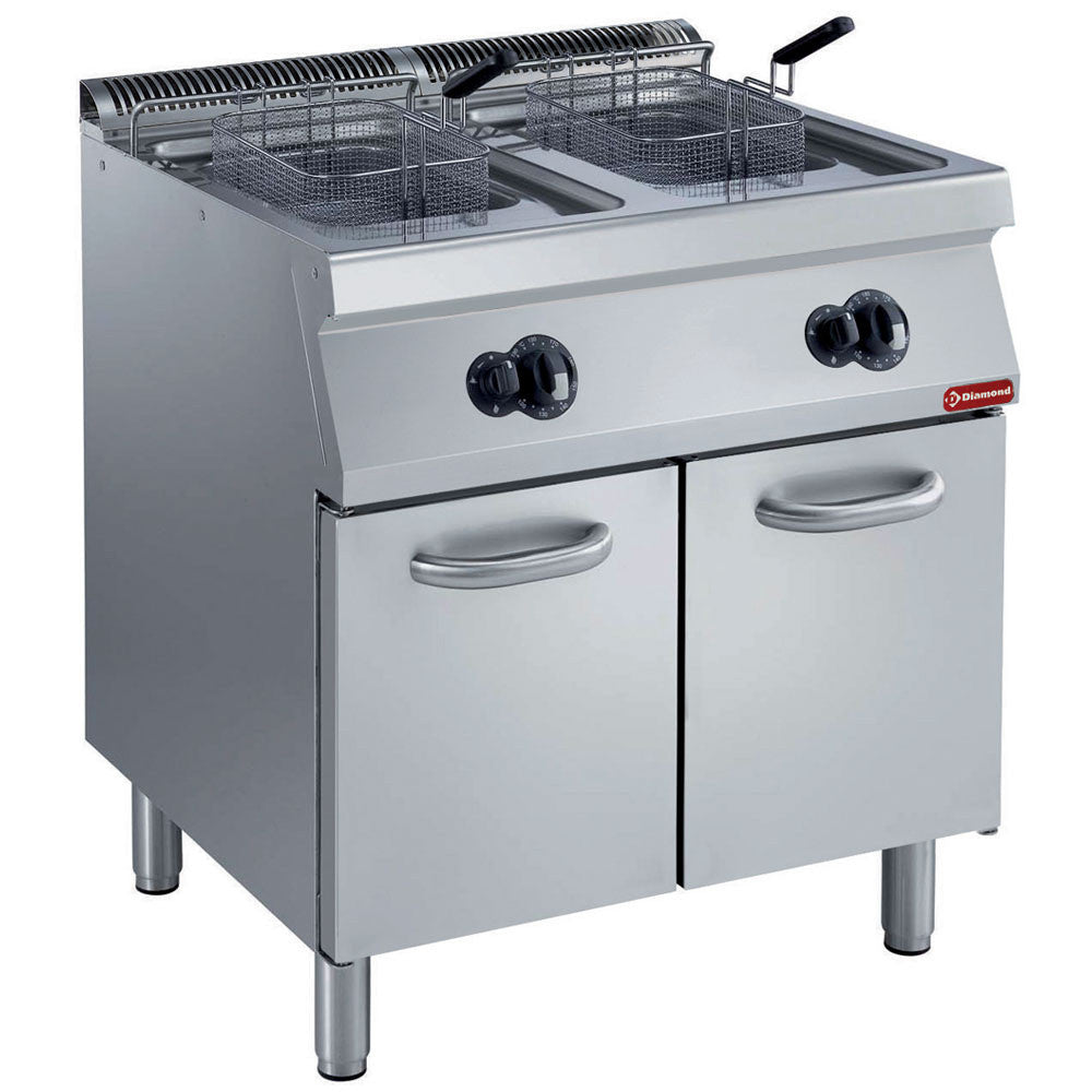 Friteuse gaz cuves en -y- 2x15 lt - armoire - Diamond