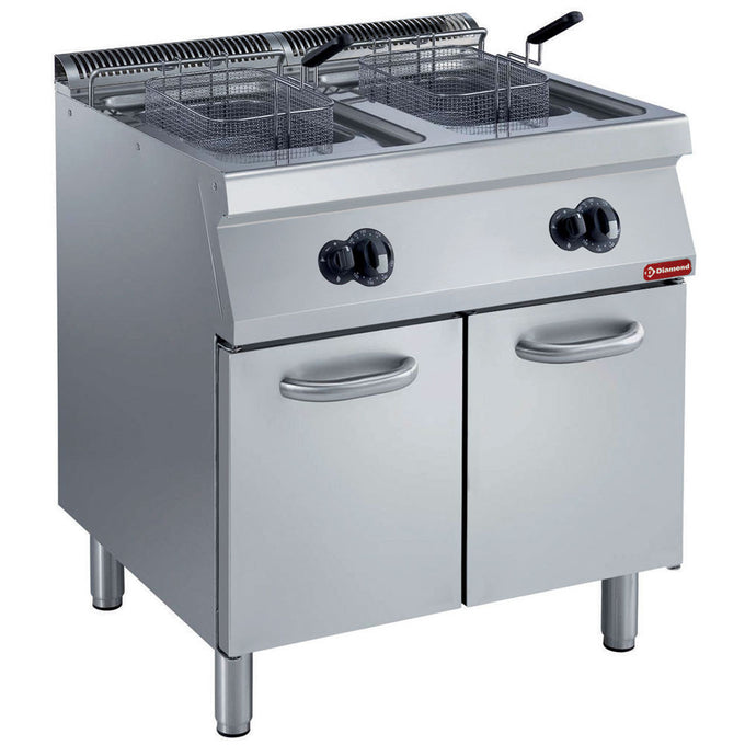 Friteuse gaz cuves en -y- 2x15 lt - armoire - Diamond