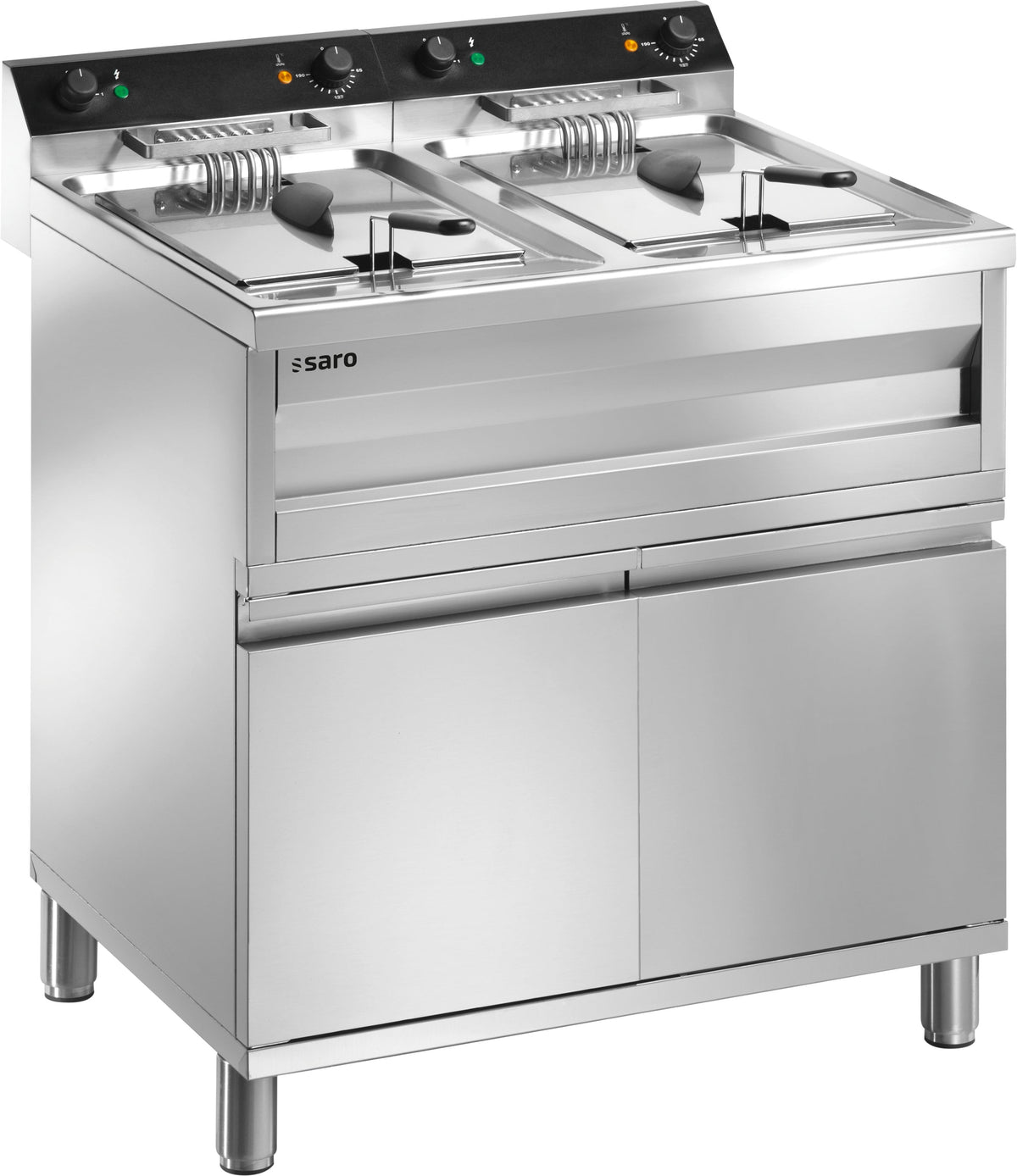 Friteuse - 2x12L - 2x9kW - 800x700x950mm - GASTROLINE 12+12VS Saro - Friteuse sur meuble électrique professionnel CHR - matériel cuisine pro - Cuistéo