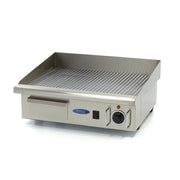 Plaque de cuisson - Rainurée - 55cm - incluant un bac de récupération 3000 W Maxima - Plancha électrique professionnel CHR - matériel cuisine pro - Cuistéo