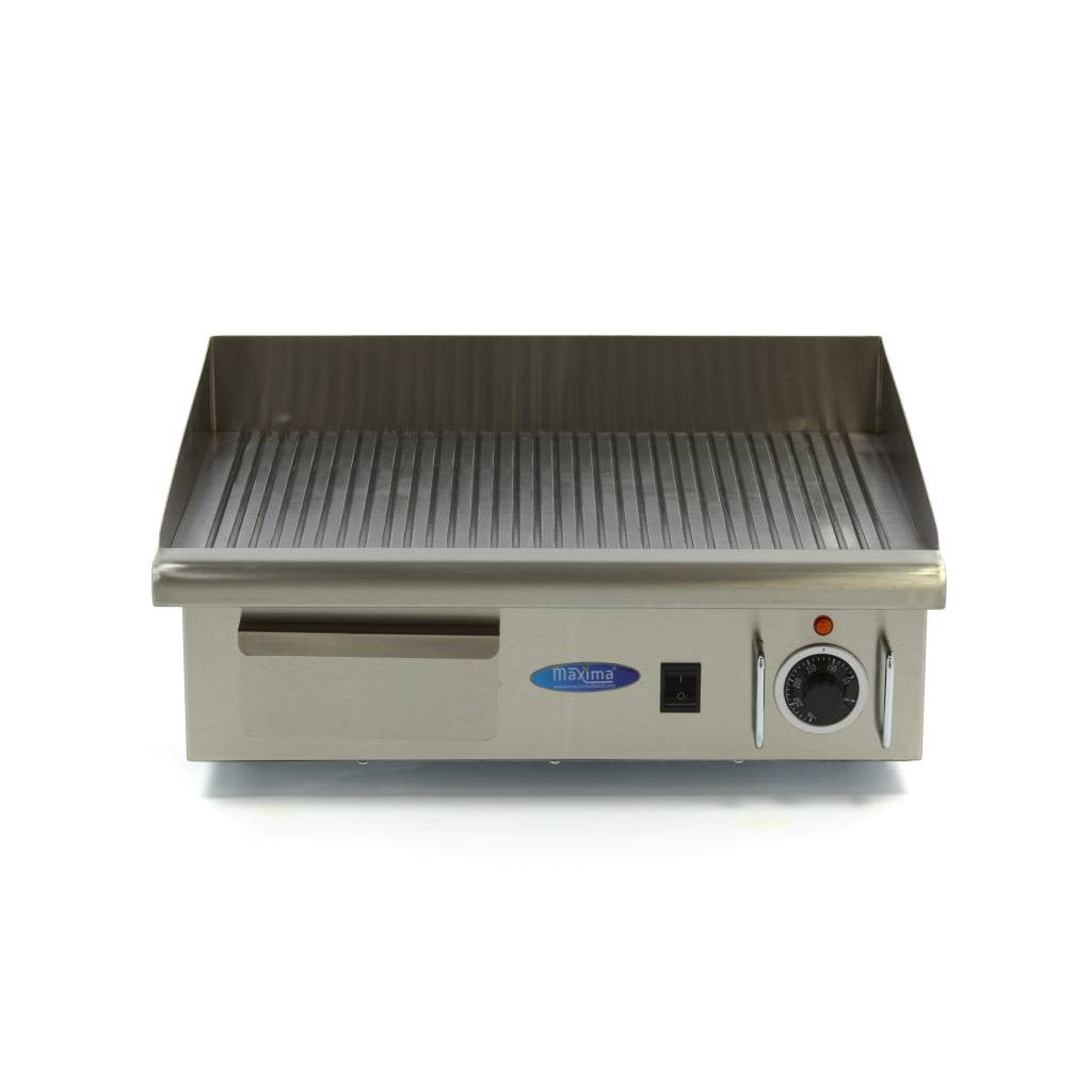 Plaque de cuisson - Rainurée - 55cm - incluant un bac de récupération 3000 W Maxima - vue 2 - Plancha électrique pro CHR - Cuistéo