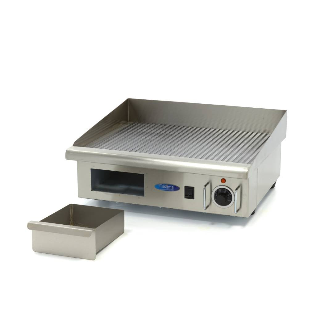 Plaque de cuisson - Rainurée - 55cm - incluant un bac de récupération 3000 W Maxima - vue 5 - Plancha électrique pro CHR - Cuistéo