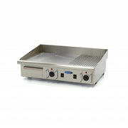Plaque de cuisson - Demi-rainurée - 73 cm - avec bac de récupération - 400V 4400 W Maxima - Plancha électrique professionnel CHR - matériel cuisine pro - Cuistéo