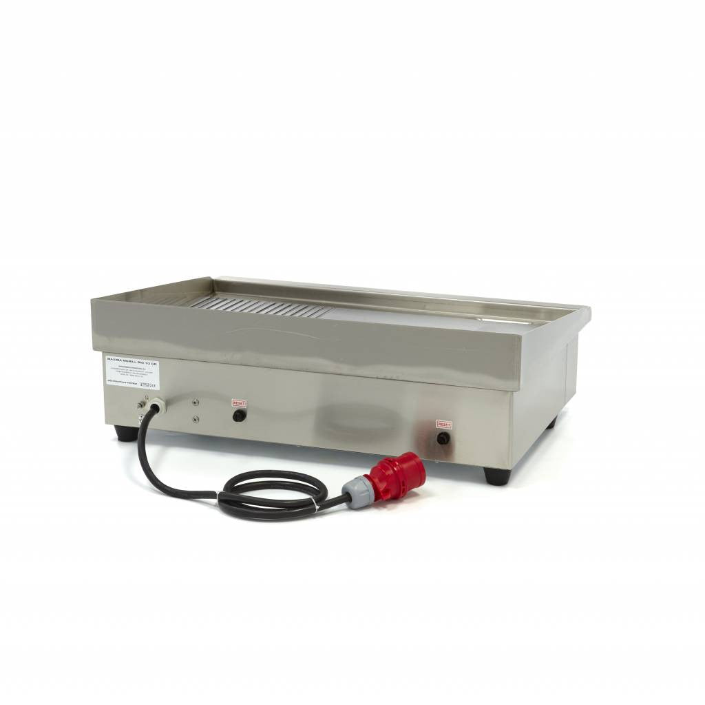 Plaque de cuisson - Demi-rainurée - 73 cm - avec bac de récupération - 400V 4400 W Maxima - vue 3 - Plancha électrique pro CHR - Cuistéo