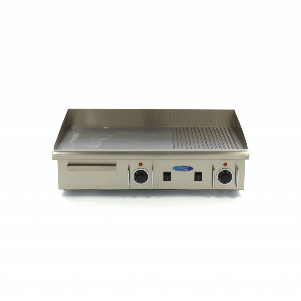 Plaque de cuisson - Demi-rainurée - 73 cm - avec bac de récupération - 400V 4400 W Maxima - vue 5 - Plancha électrique pro CHR - Cuistéo