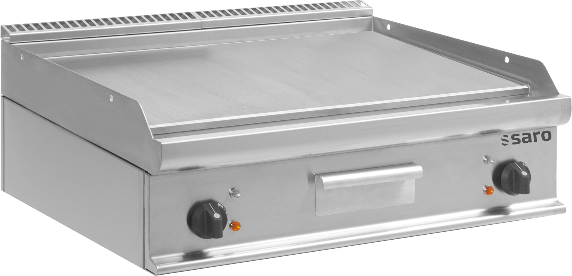 Plancha électrique double - Plaque lisse - Température 100/+270°C - Bac graisse amovible Saro - Plancha électrique professionnel CHR - matériel cuisine pro - Cuistéo