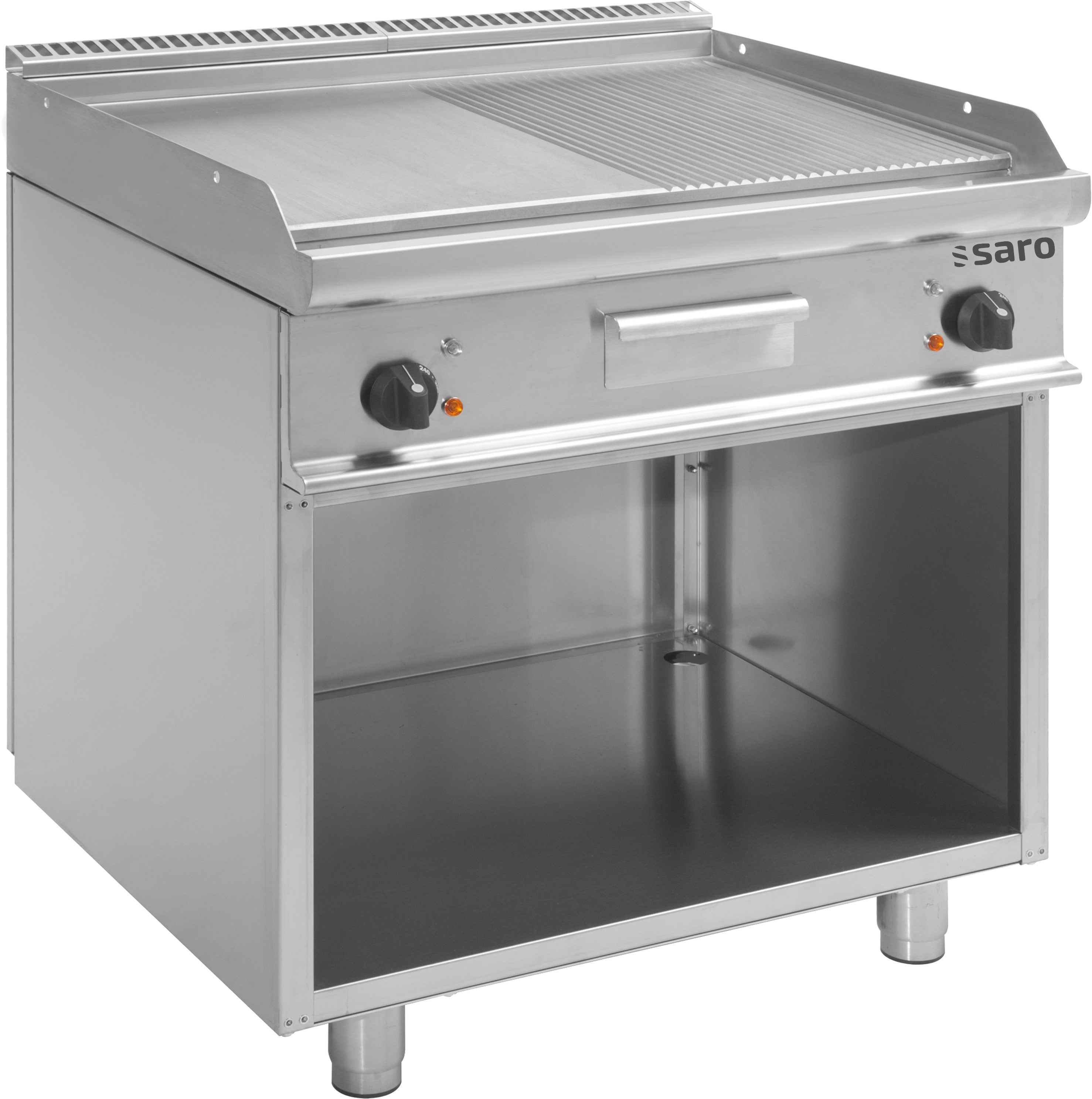 Plancha électrique - Support ouvert - Plaque mixte - Température 100/+240°C Saro - Plancha électrique professionnel CHR - matériel cuisine pro - Cuistéo