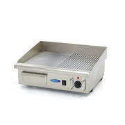 Plancha - Demi-rainurée - 55 cm - incluant le bac de récupération des jus 3000 W Maxima - Plancha électrique professionnel CHR - matériel cuisine pro - Cuistéo