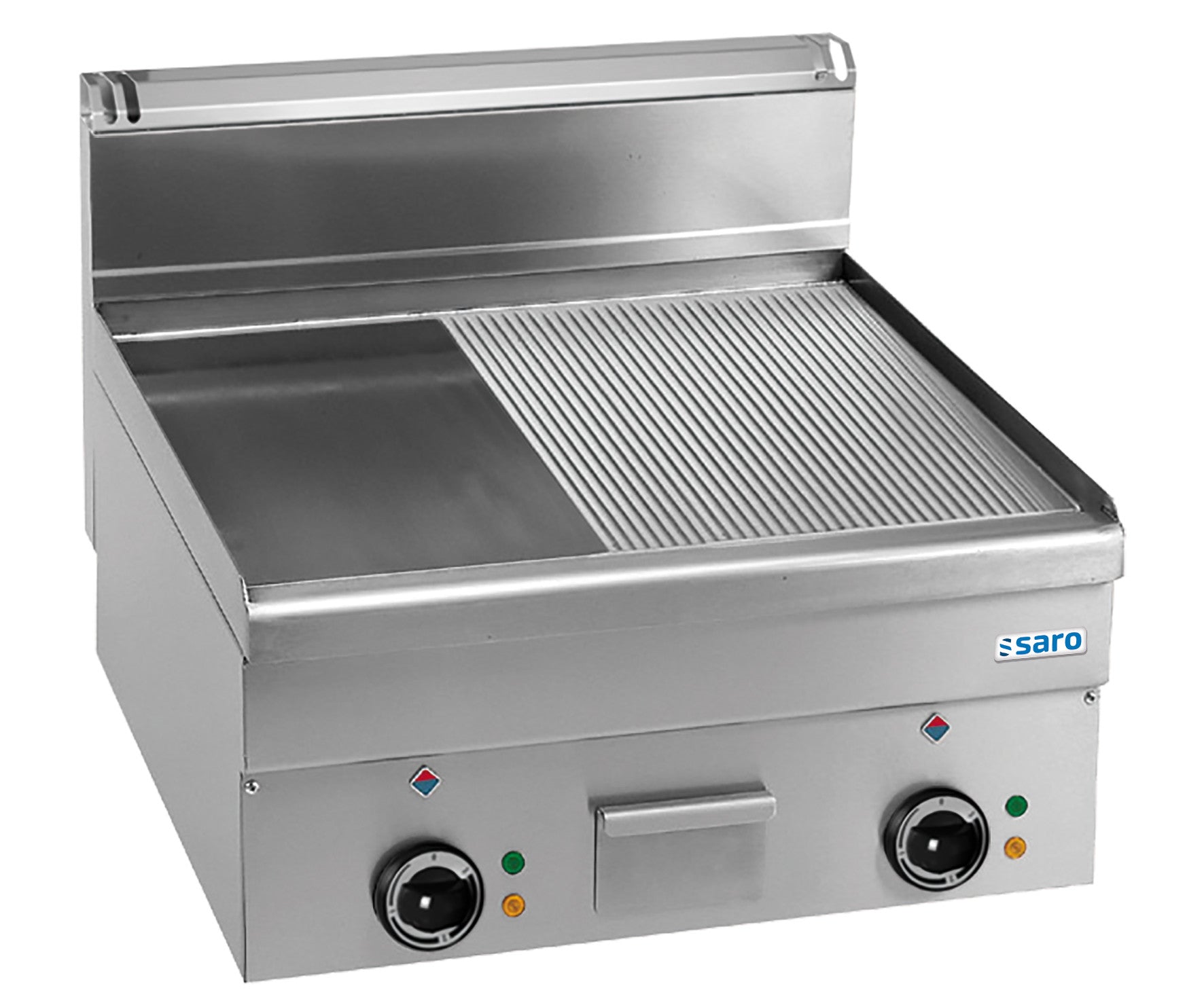 Plancha électrique - Plaque mixte - Température 50-300°C - 7,5 kW - Thermostat sécurité Saro - Plancha électrique professionnel CHR - matériel cuisine pro - Cuistéo