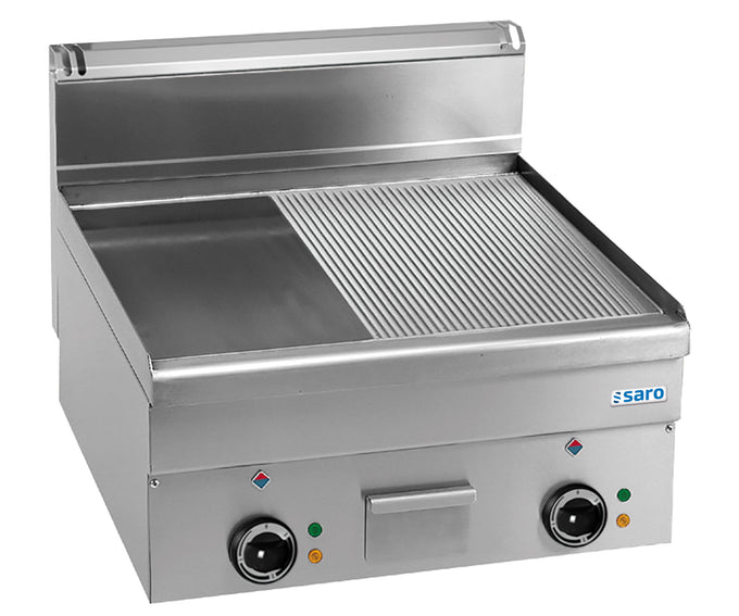Plancha électrique - Plaque mixte - Température 50-300°C - 7,5 kW - Thermostat sécurité Saro - Plancha électrique professionnel CHR - matériel cuisine pro - Cuistéo