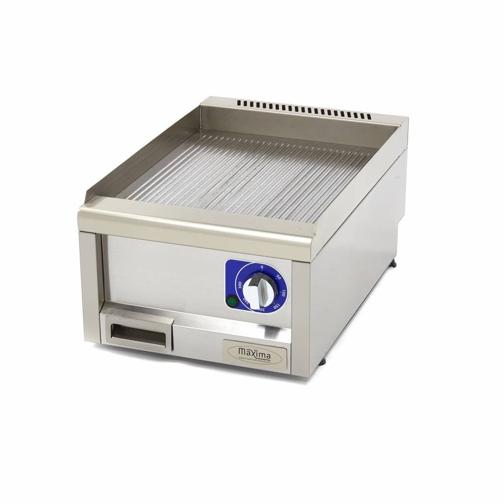 Plaque de cuisson professionnelle - Rainurée - Unité individuelle 1 L 3000 W Maxima - Plancha électrique professionnel CHR - matériel cuisine pro - Cuistéo