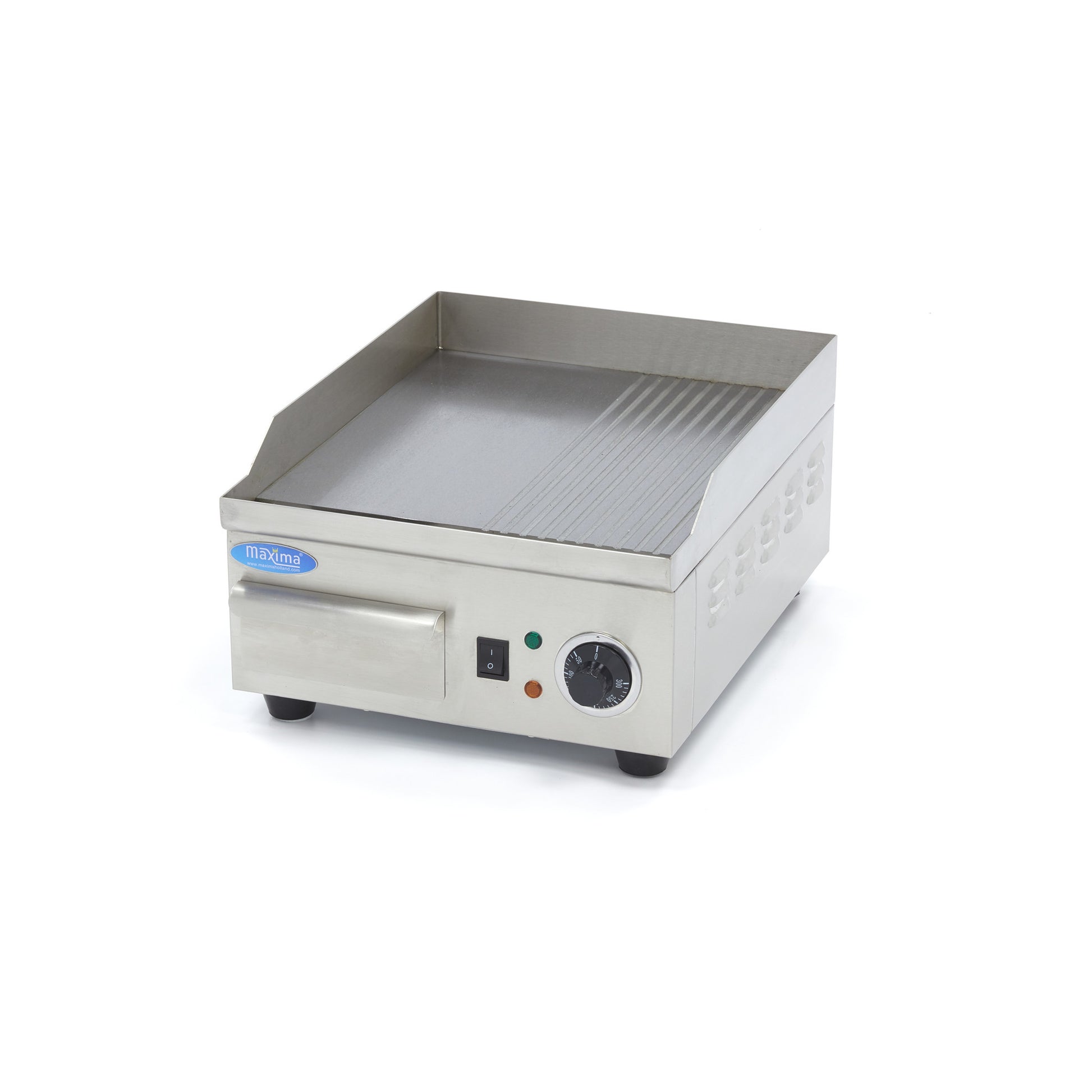 Plaque à griller - Demi-rainurée - 36cm - avec bac de récupération de graisse 2000 W Maxima - Plancha électrique professionnel CHR - matériel cuisine pro - Cuistéo
