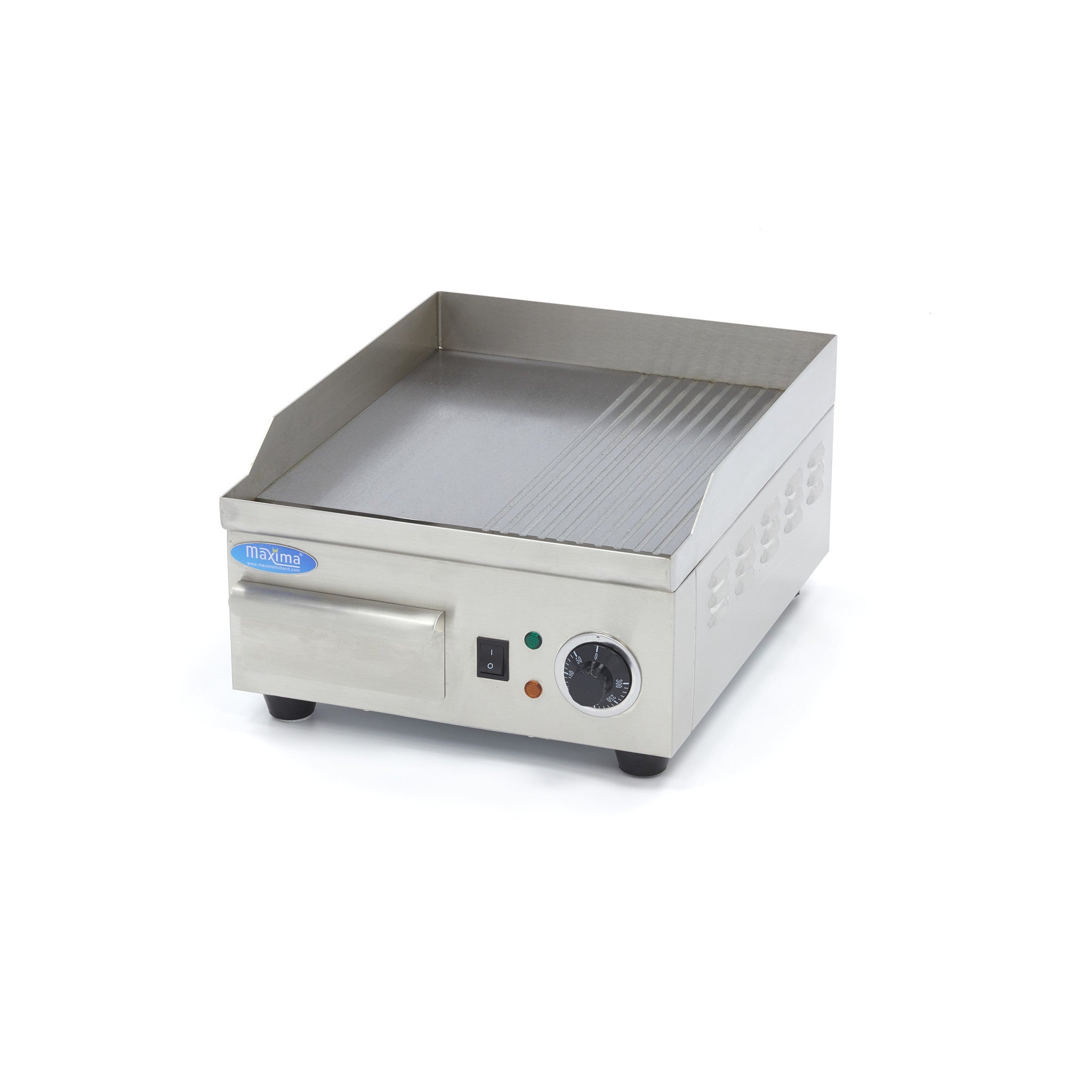 Plaque à griller - Demi-rainurée - 36cm - avec bac de récupération de graisse 2000 W Maxima - Plancha électrique professionnel CHR - matériel cuisine pro - Cuistéo