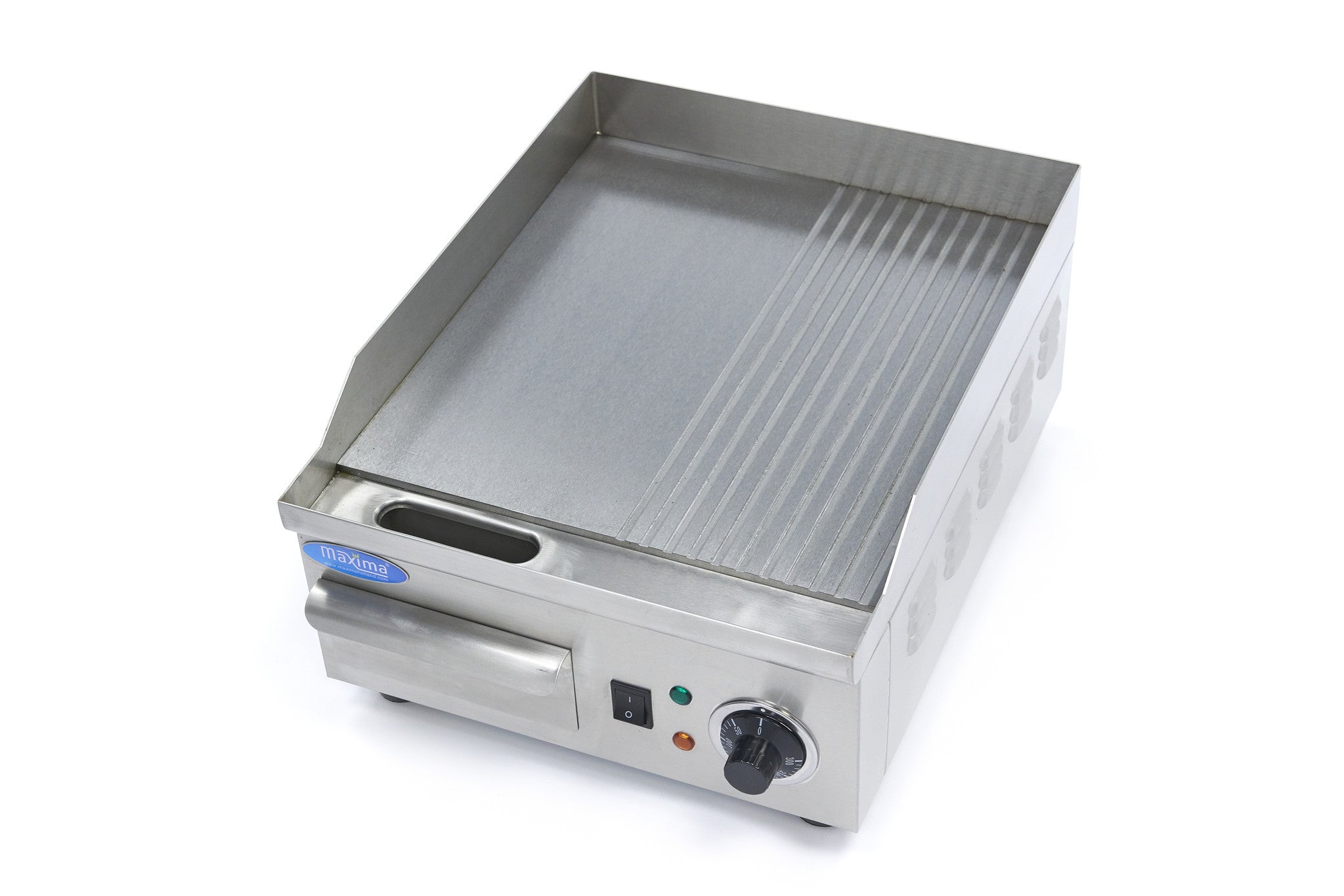 Plaque à griller - Demi-rainurée - 36cm - avec bac de récupération de graisse 2000 W Maxima - vue 3 - Plancha électrique pro CHR - Cuistéo