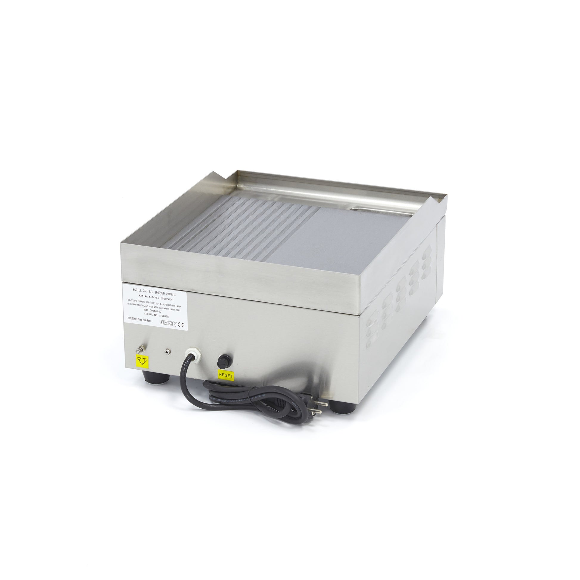 Plaque à griller - Demi-rainurée - 36cm - avec bac de récupération de graisse 2000 W Maxima - vue 4 - Plancha électrique pro CHR - Cuistéo