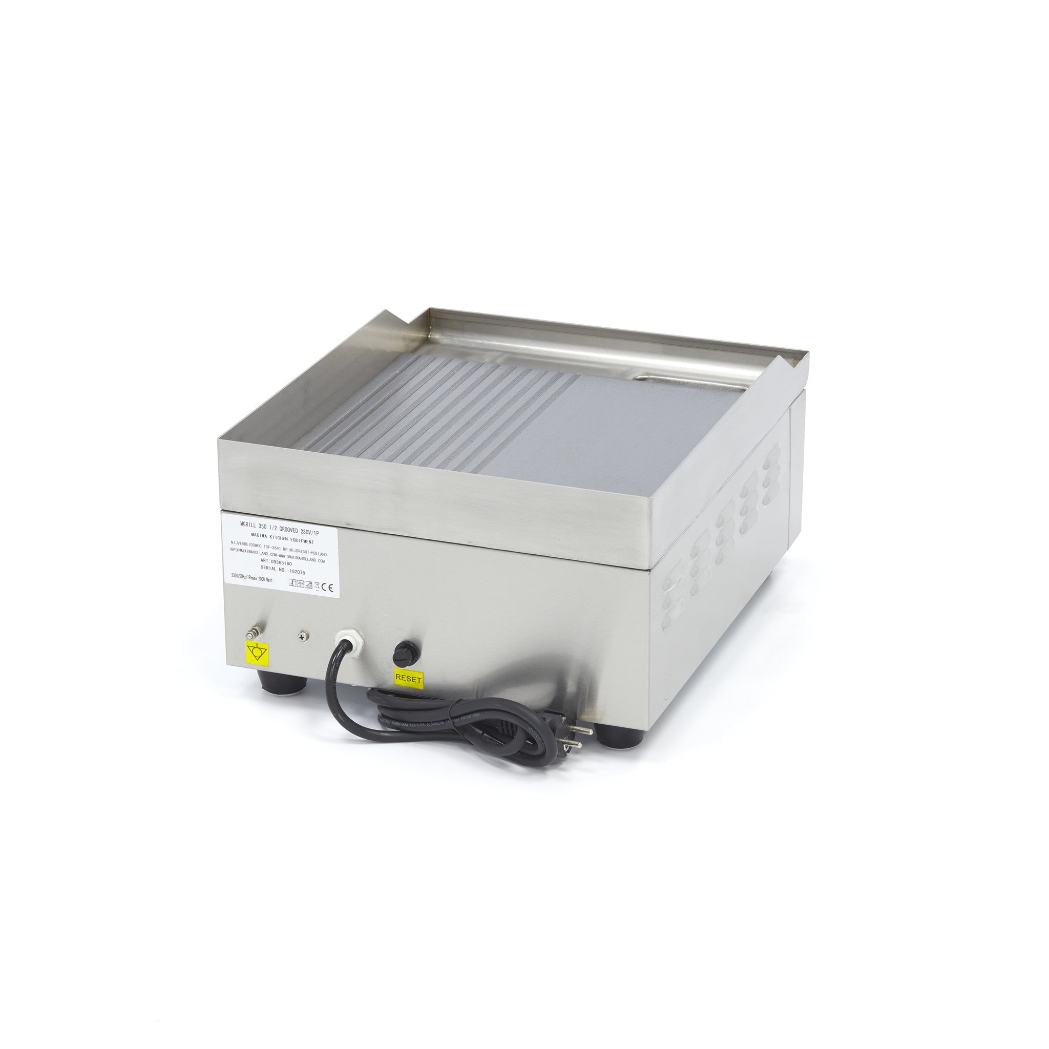 Plaque à griller - Demi-rainurée - 36cm - avec bac de récupération de graisse 2000 W Maxima - vue 4 - Plancha électrique pro CHR - Cuistéo