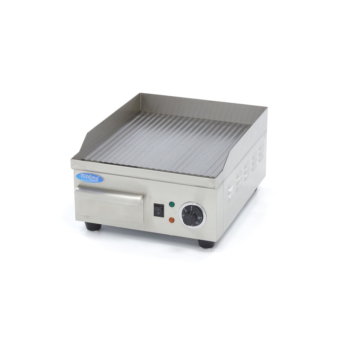 Plaque de cuisson - Rainurée - 36cm - incluant un bac de récupération de graisse 2000 W Maxima - Plancha électrique professionnel CHR - matériel cuisine pro - Cuistéo