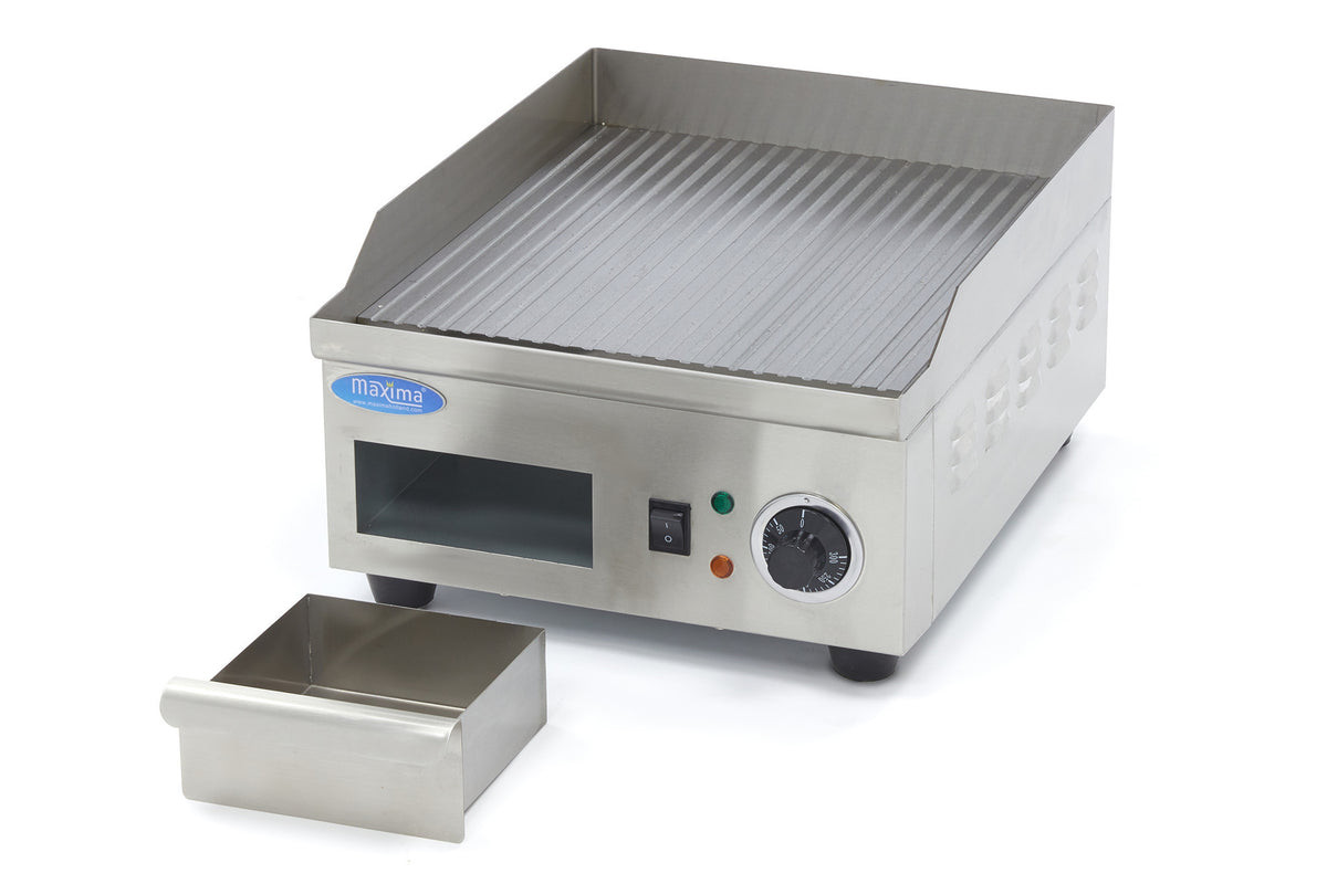 Plaque de cuisson - Rainurée - 36cm - incluant un bac de récupération de graisse 2000 W Maxima - vue 2 - Plancha électrique pro CHR - Cuistéo