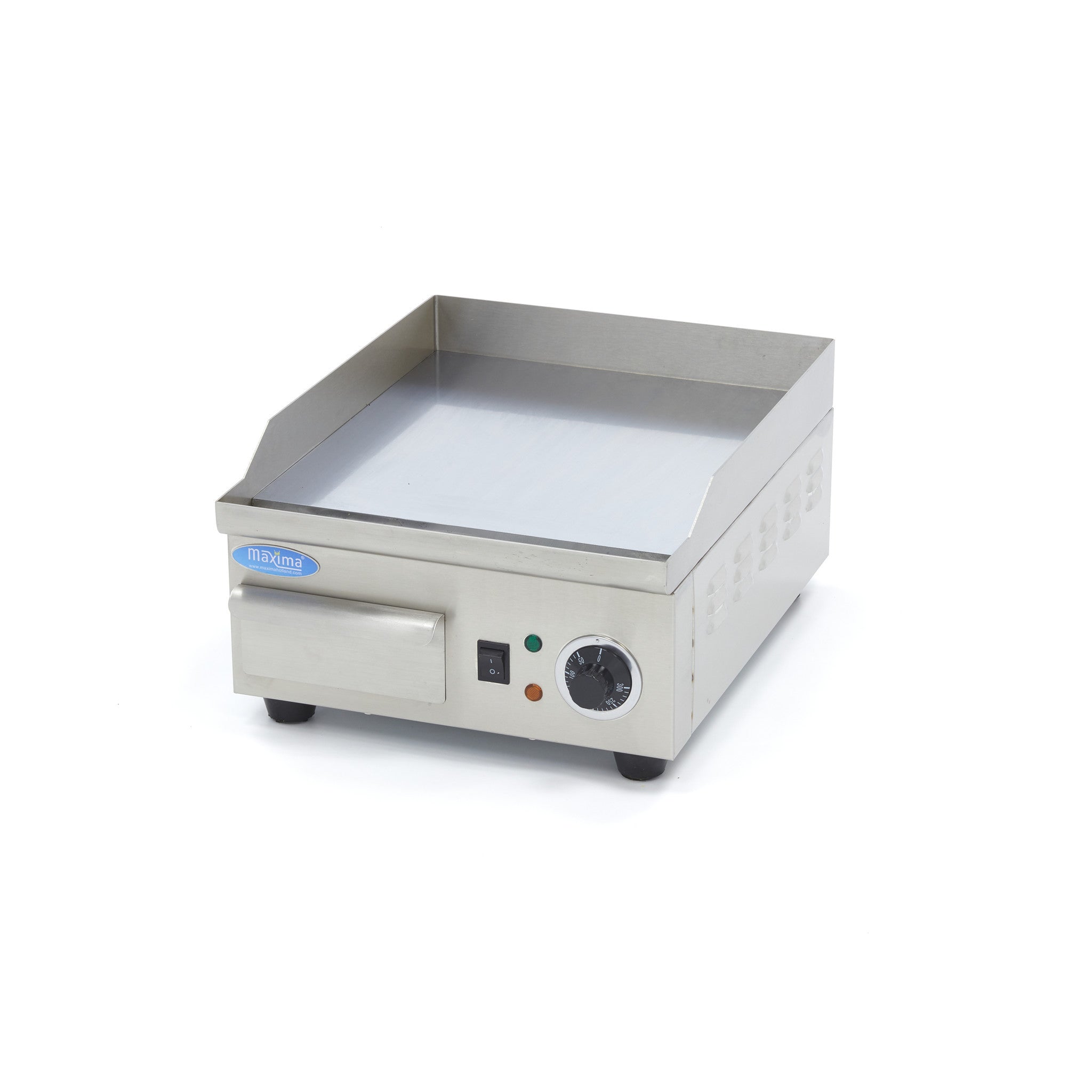 Plaque de cuisson - Chrome lisse - 36 cm - avec bac de récupération des graisses 2000 W Maxima - Plancha électrique professionnel CHR - matériel cuisine pro - Cuistéo
