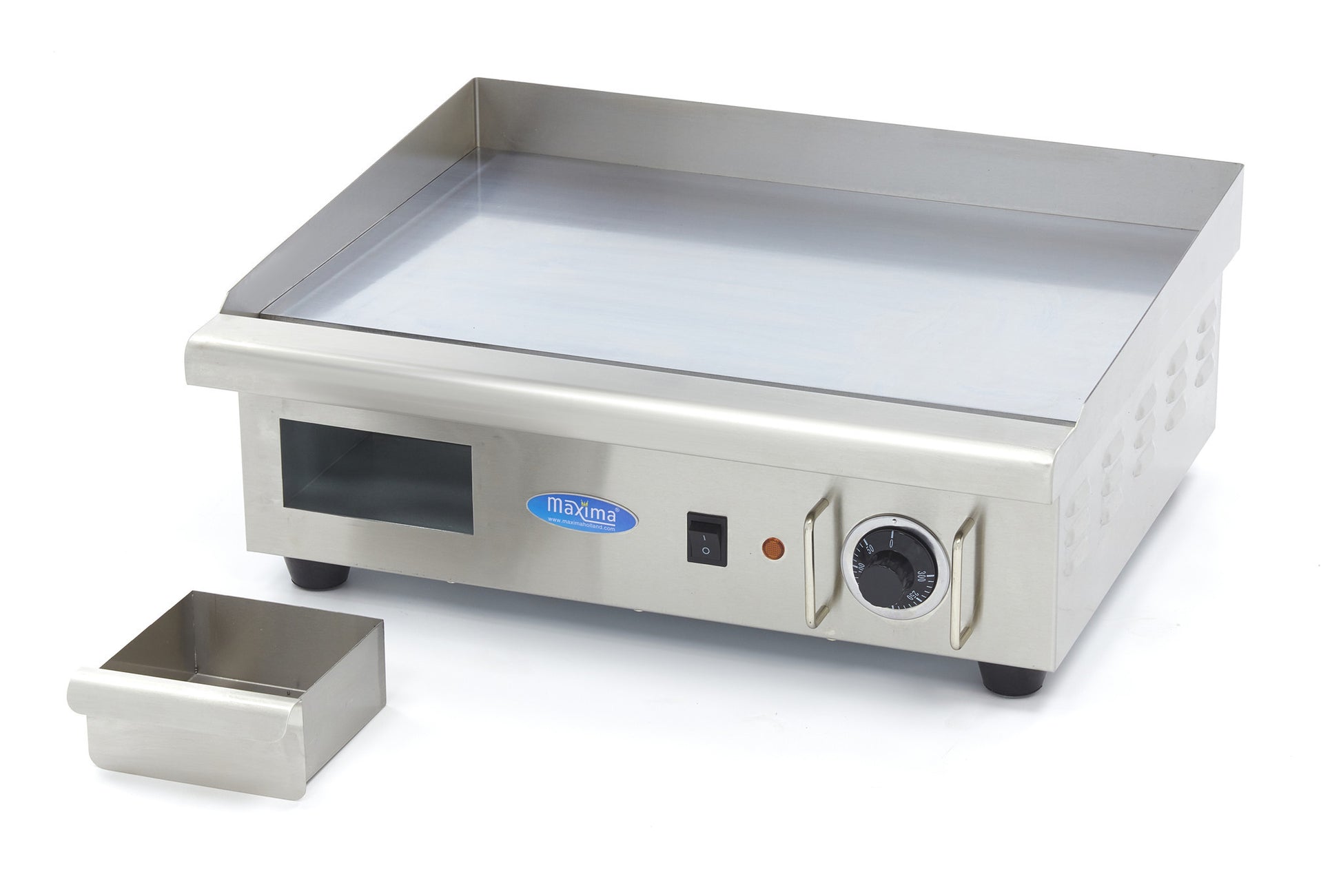 Plancha professionnelle électrique - Chrome lisse - 55cm - incl. Bac de récupération 3000 W Maxima - vue 2 - Plancha électrique pro CHR - Cuistéo