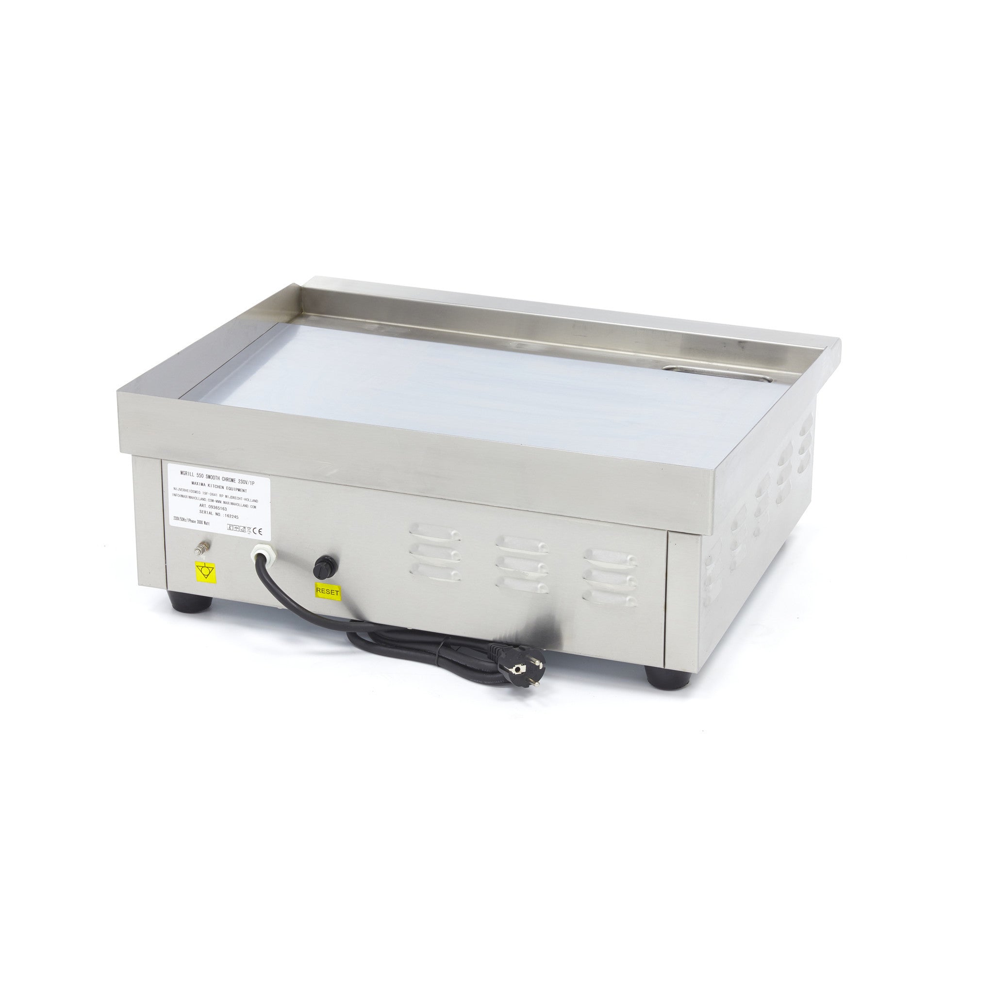 Plancha professionnelle électrique - Chrome lisse - 55cm - incl. Bac de récupération 3000 W Maxima - vue 4 - Plancha électrique pro CHR - Cuistéo