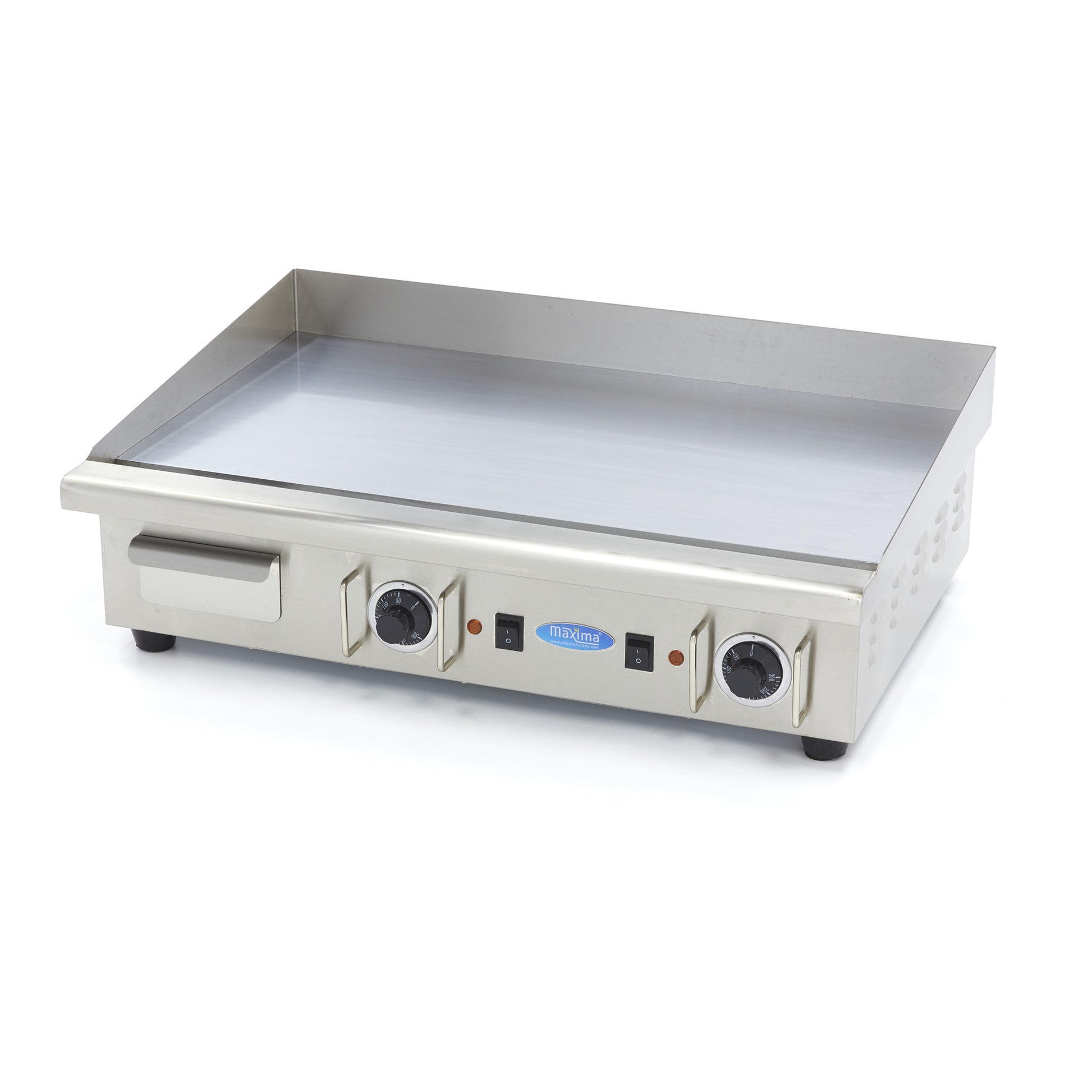 Plaque de cuisson - Chrome lisse - 73cm - avec bac de récupération - 400V 4400 W Maxima - Plancha électrique professionnel CHR - matériel cuisine pro - Cuistéo