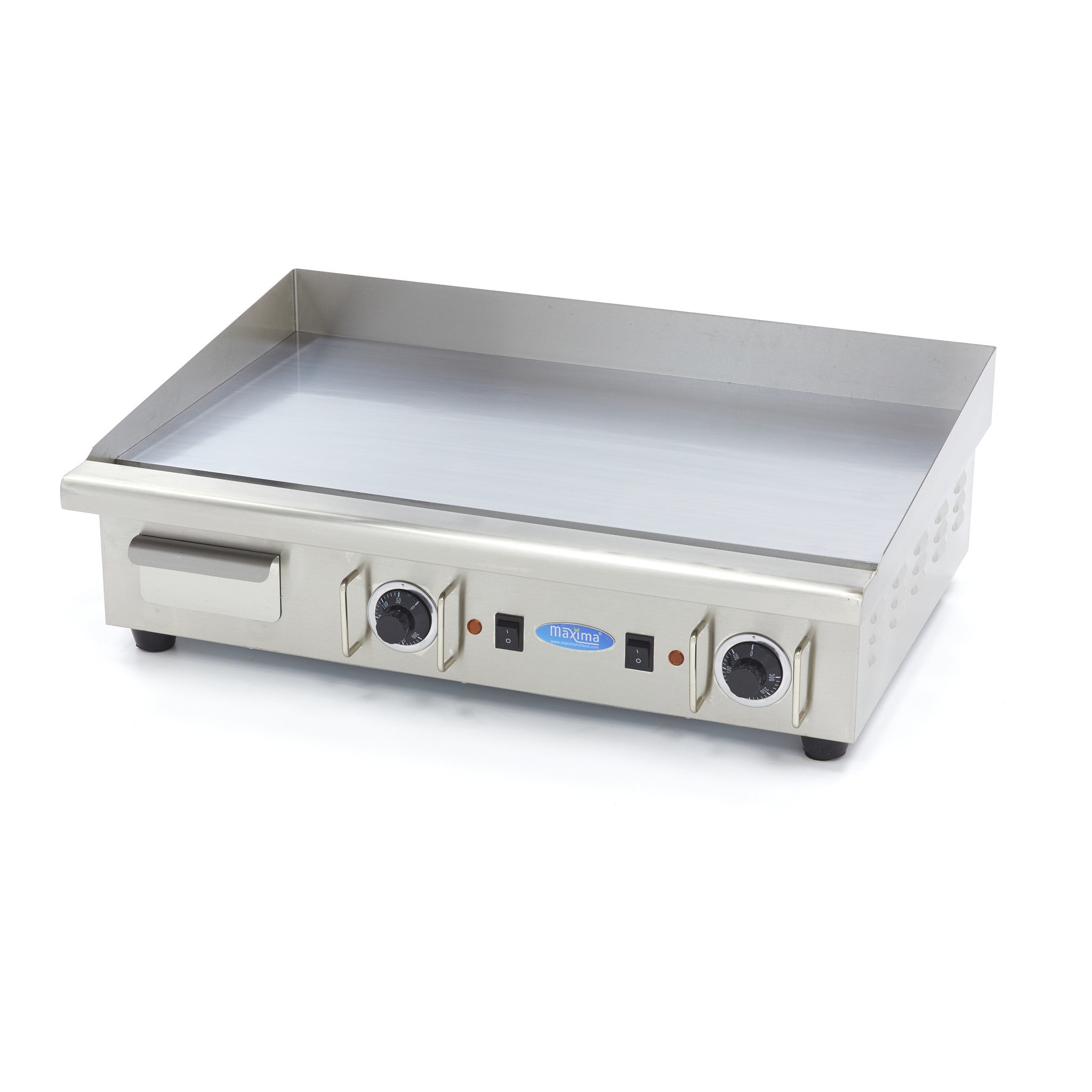 Plaque de cuisson - Chrome lisse - 73cm - avec bac de récupération - 400V 4400 W Maxima - Plancha électrique professionnel CHR - matériel cuisine pro - Cuistéo