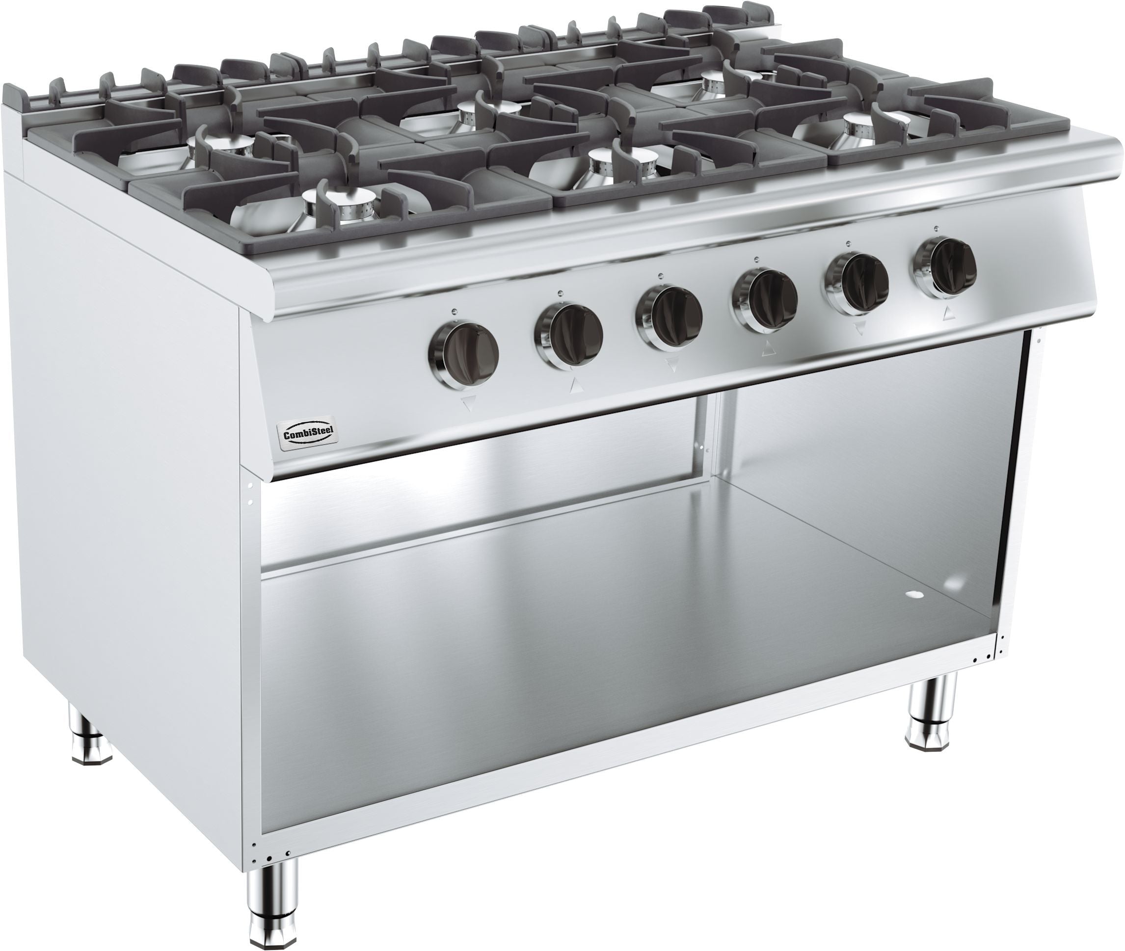 Cuisinière à gaz 6 bruleurs 700x1200x1085 mm 6 kW Combisteel - vue 2 - Four mixte pro CHR - Cuistéo