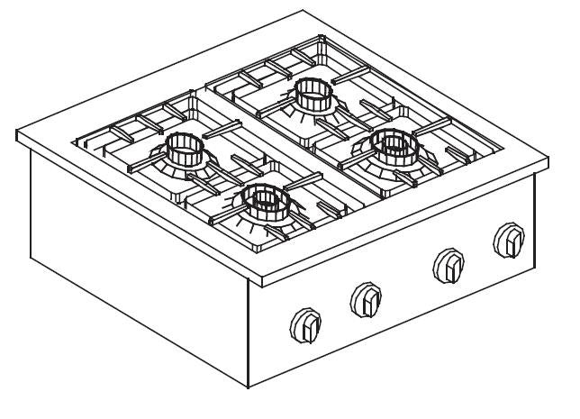 Cuisinière à gaz 4 bruleurs 18kw 400x650x280 mm 2 L Combisteel - vue 3 - Réchaud gaz pro CHR - Cuistéo