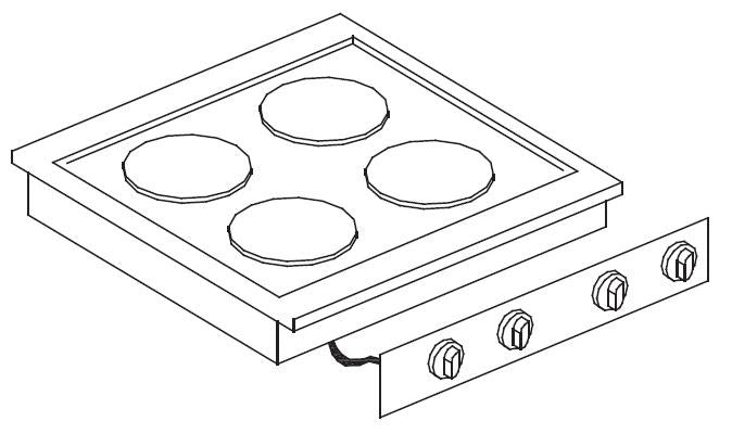 Cuisinière électrique 4 plaques 600x600x260 mm 2 kW Combisteel - vue 3 - Vitrine Chaude Drop-In pro CHR - Cuistéo