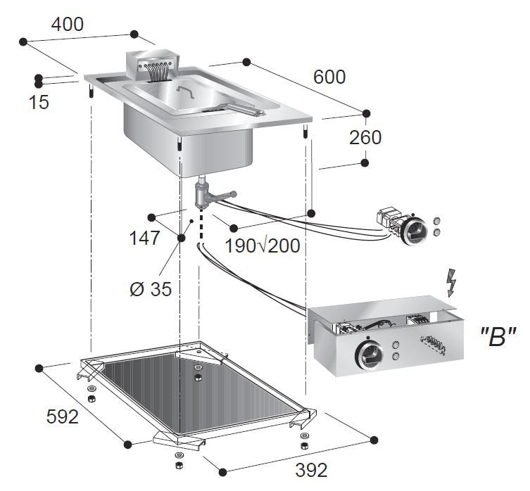 Friteuse électrique 10 litres 400x600x356 mm 5.5 kW Combisteel - vue 4 - Friteuse à poser électrique pro CHR - Cuistéo
