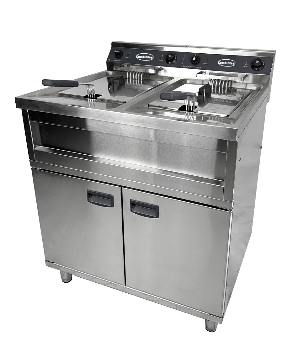 Friteuse professionnelle électrique - 24L - Double Bac 800x700x850 mm 2 kW Combisteel - vue 5 - Friteuse sur meuble électrique pro CHR - Cuistéo