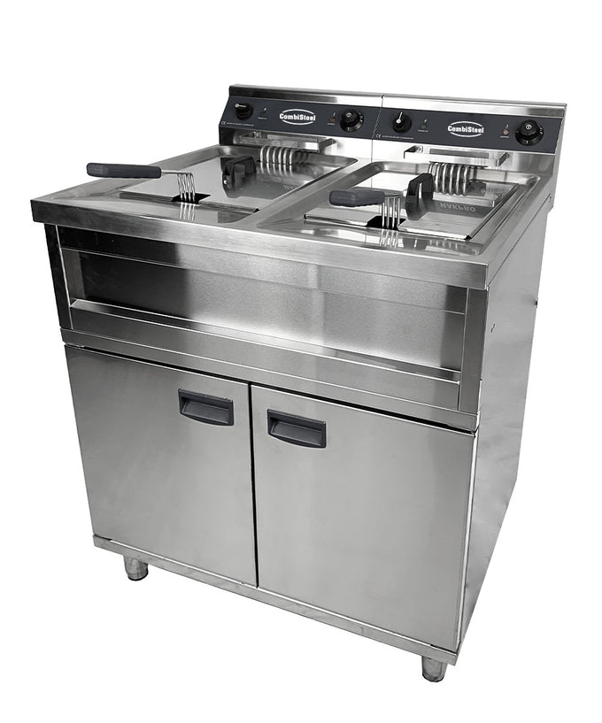 Friteuse professionnelle électrique - 24L - Double Bac 800x700x850 mm 2 kW Combisteel - vue 5 - Friteuse sur meuble électrique pro CHR - Cuistéo