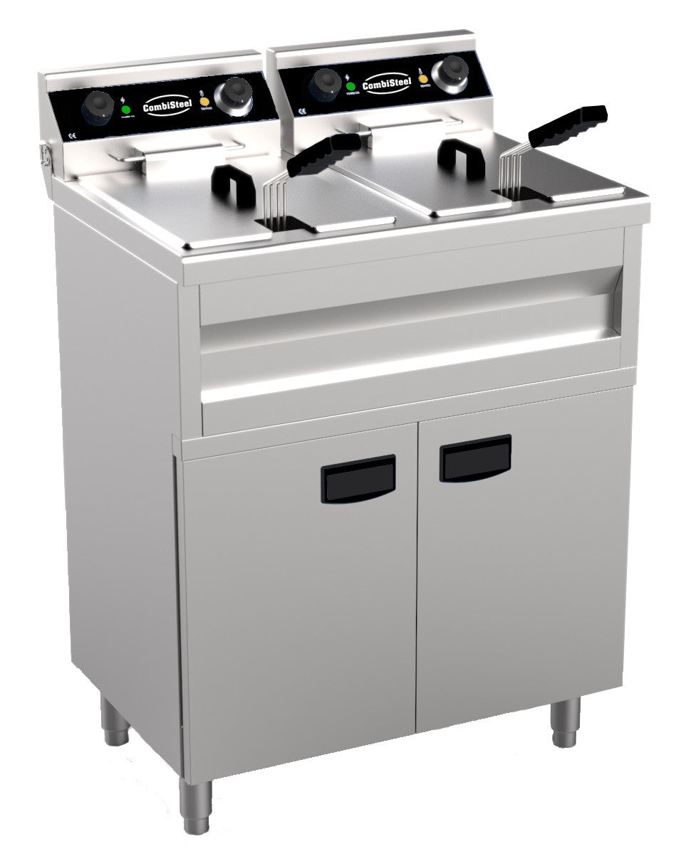 Friteuse professionnelle électrique - 18L - Double bac 695x530x970 mm 2 kW Combisteel - vue 2 - Friteuse sur meuble électrique pro CHR - Cuistéo