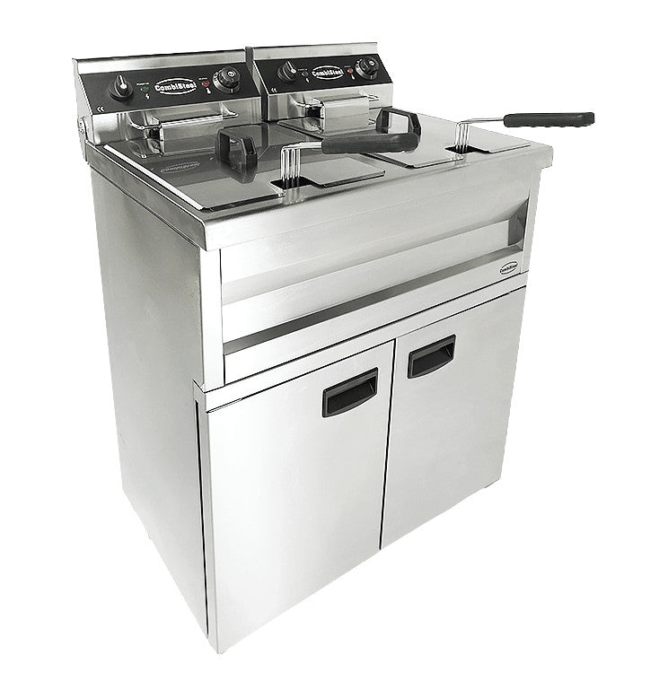 Friteuse professionnelle électrique - 18L - Double bac 695x530x970 mm 2 kW Combisteel - vue 3 - Friteuse sur meuble électrique pro CHR - Cuistéo