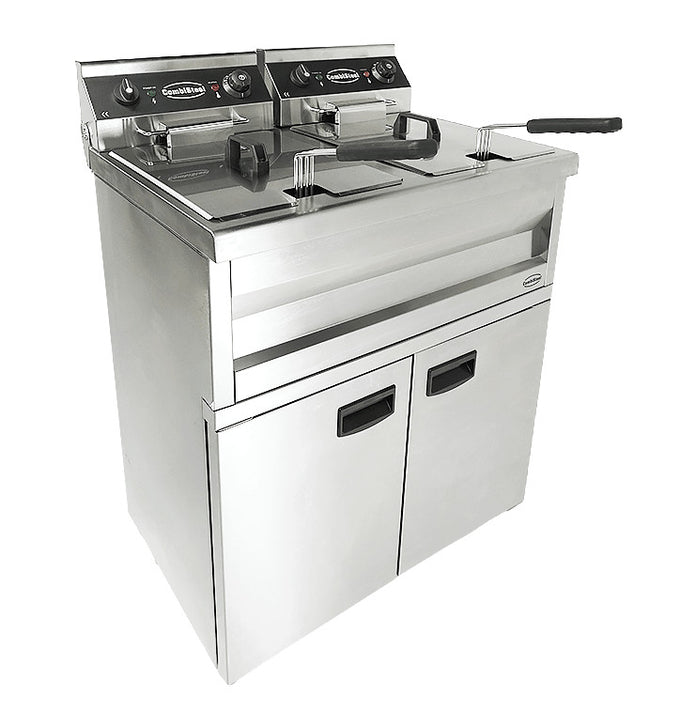 Friteuse professionnelle électrique - 18L - Double bac 695x530x970 mm 2 kW Combisteel - vue 3 - Friteuse sur meuble électrique pro CHR - Cuistéo