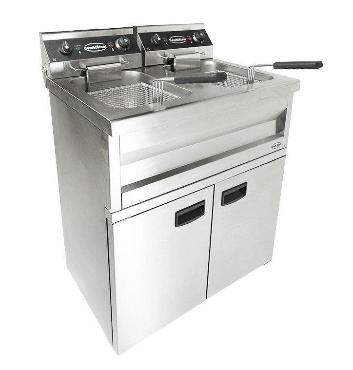 Friteuse professionnelle électrique - 18L - Double bac 695x530x970 mm 2 kW Combisteel - vue 4 - Friteuse sur meuble électrique pro CHR - Cuistéo