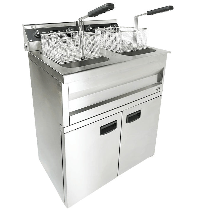 Friteuse professionnelle électrique - 18L - Double bac 695x530x970 mm 2 kW Combisteel - vue 5 - Friteuse sur meuble électrique pro CHR - Cuistéo