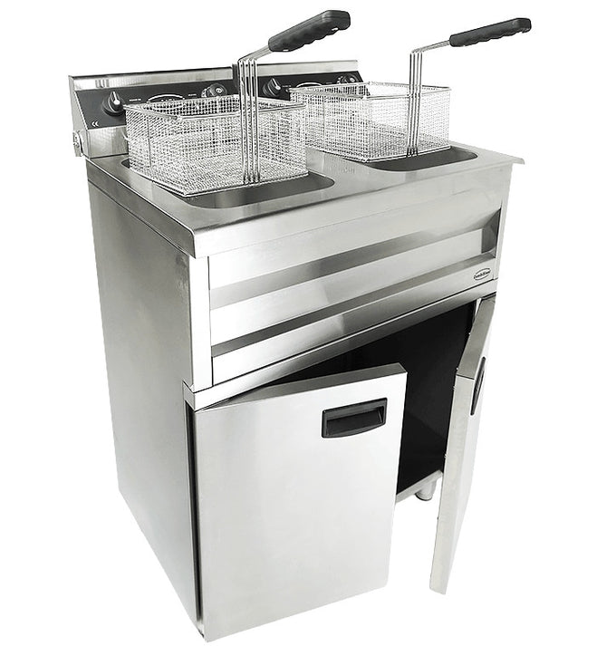 Friteuse professionnelle électrique - 18L - Double bac 695x530x970 mm 2 kW Combisteel - vue 6 - Friteuse sur meuble électrique pro CHR - Cuistéo