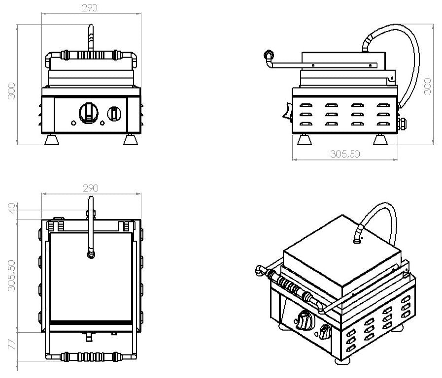Machine a gaufre 2 x 80x160 2.2 kW Combisteel - vue 3 - Gaufrier pro CHR - Cuistéo