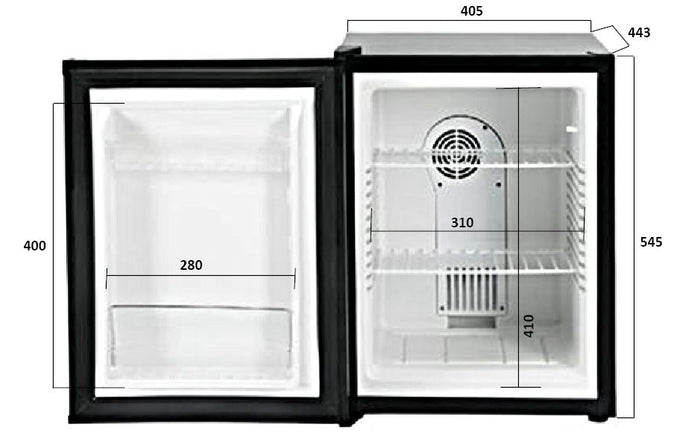 Minibar 40L Peltier Noir 1 porte -2/+8°C 33dB 405x443x545mm 0.06 kW Combisteel - vue 15 - Mini armoire réfrigérée pro CHR - Cuistéo