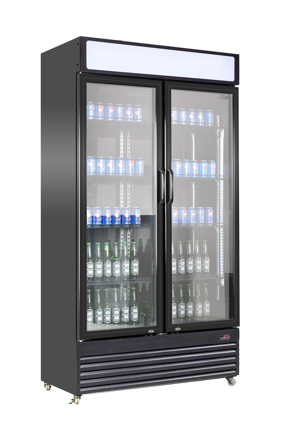 Réfrigérateur noir 2 portes en verre 780L refroidissement renforcé LED automatique 1120x595x2100 mm 0.33 kW Combisteel - vue 2 - Armoire réfrigérée positive pro CHR - Cuistéo