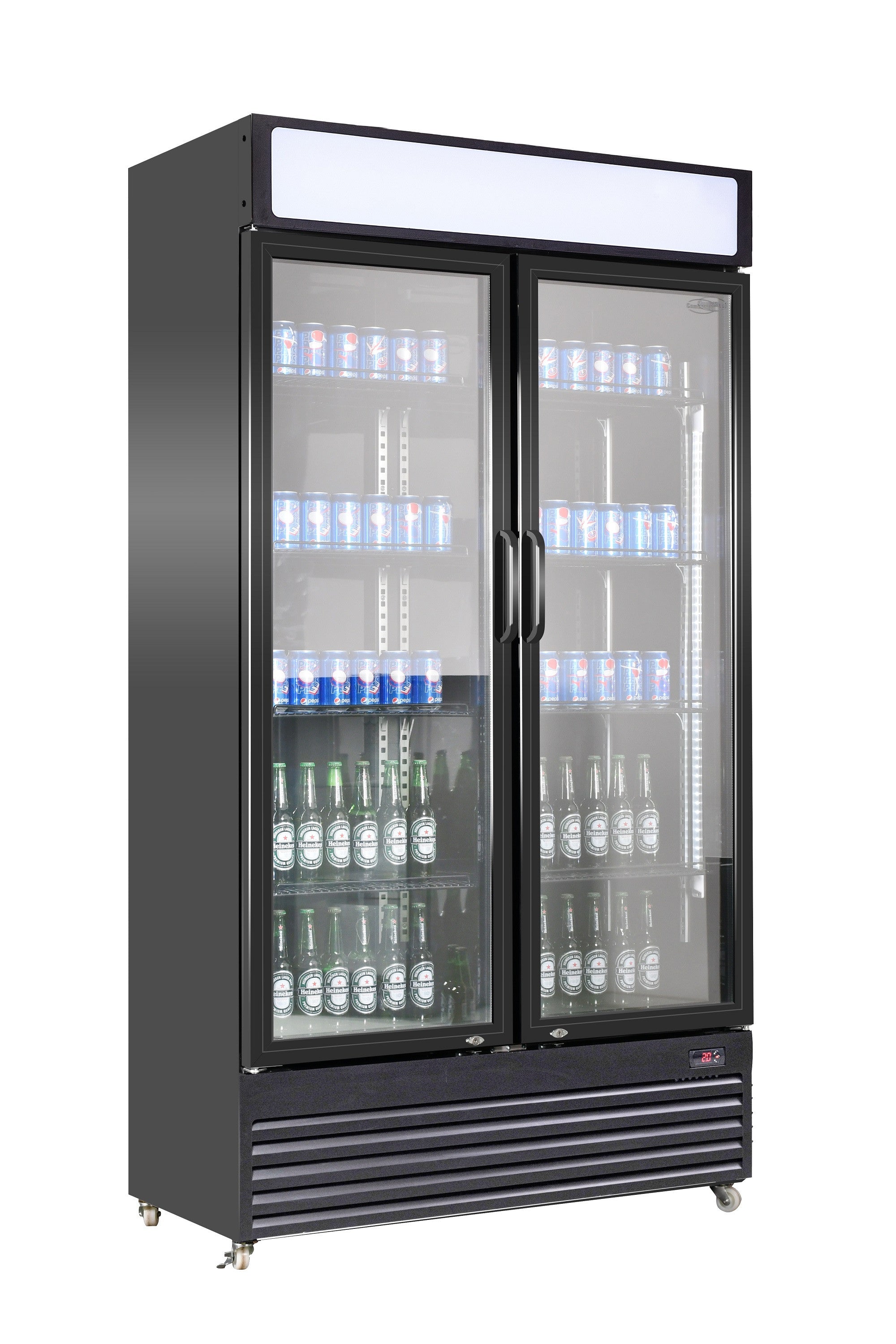 Réfrigérateur noir 2 portes en verre 780L refroidissement renforcé LED automatique 1120x595x2100 mm 0.33 kW Combisteel - vue 2 - Armoire réfrigérée positive pro CHR - Cuistéo