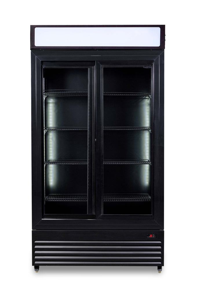 Réfrigérateur professionnel 2 portes coulissantes en verre 780L noir éclairage LED 1120x595x2100 mm 0.33 kW Combisteel - vue 3 - Armoire réfrigérée positive pro CHR - Cuistéo