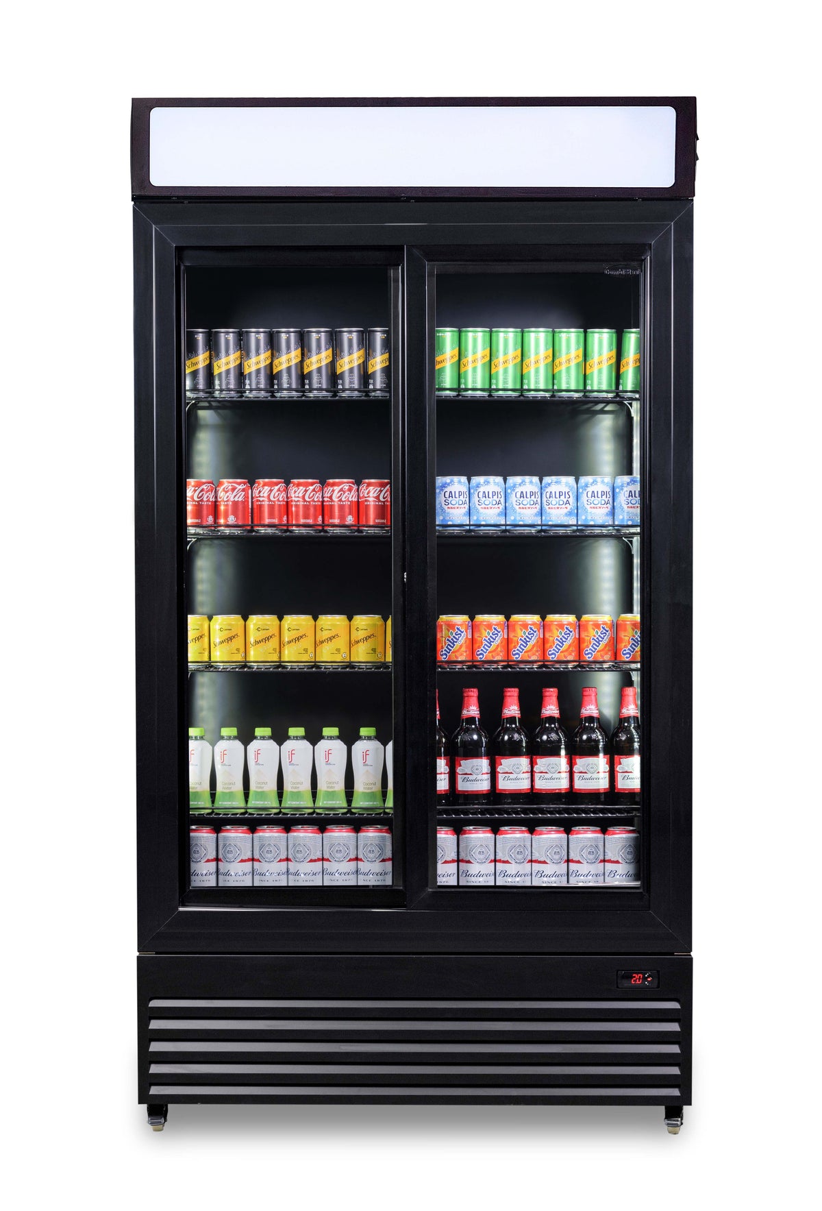 Réfrigérateur professionnel 2 portes coulissantes en verre 780L noir éclairage LED 1120x595x2100 mm 0.33 kW Combisteel - vue 5 - Armoire réfrigérée positive pro CHR - Cuistéo