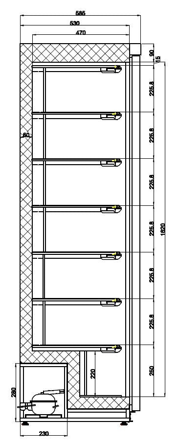 Congélateur 1 porte 340L statique blanc acier verrouillable réversible 600x585x1850 mm 0.21 kW Combisteel - vue 4 - Armoire réfrigérée négative pro CHR - Cuistéo