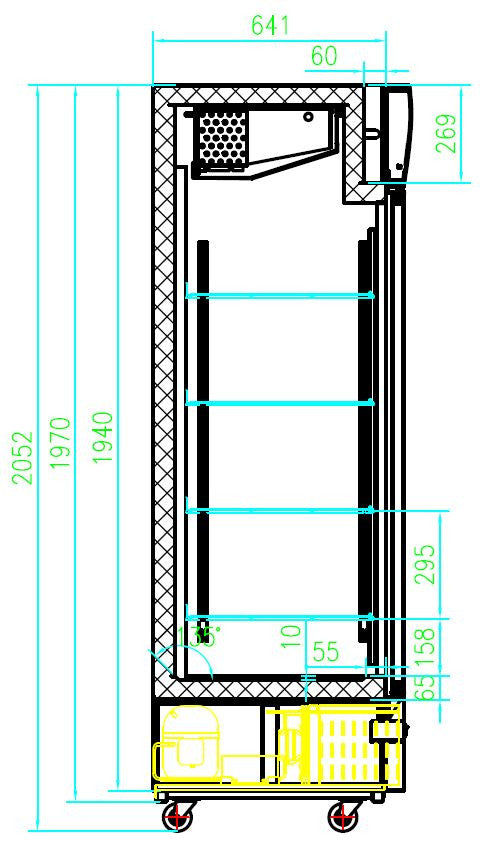 Congélateur 2 portes en verre noir 1079L LED verrouillable R290 1210x700x1990 mm 1.03 kW Combisteel - vue 4 - Armoire réfrigérée négative pro CHR - Cuistéo