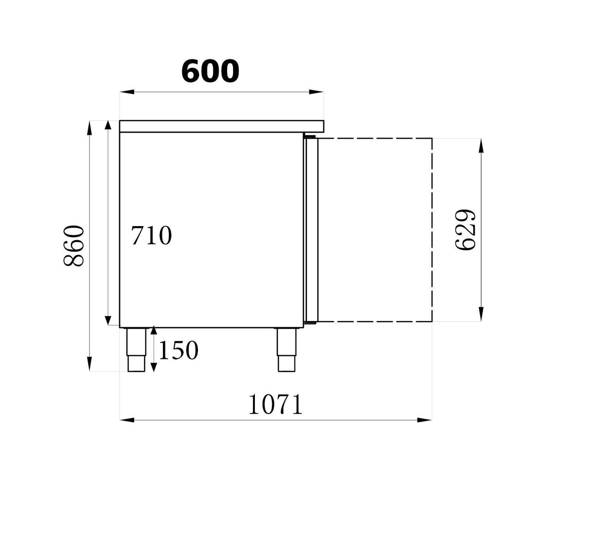 Table réfrigérée inox 2 portes 1360x600x860 mm 228 L 0.34 kW Combisteel - vue 4 - Table réfrigérée positive pro CHR - Cuistéo