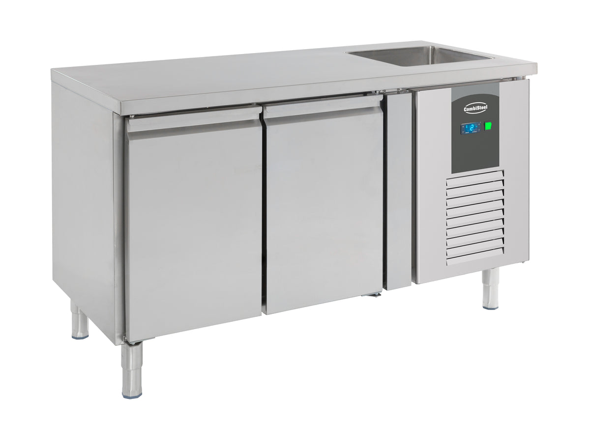 Table réfrigérée 2 portes et plonge inox 1510x700x960 mm 0.35 kW Combisteel - vue 4 - Table réfrigérée positive pro CHR - Cuistéo